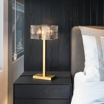 Modern 2-Light Water-ripple Glass Table Lamp with On / Off Switch